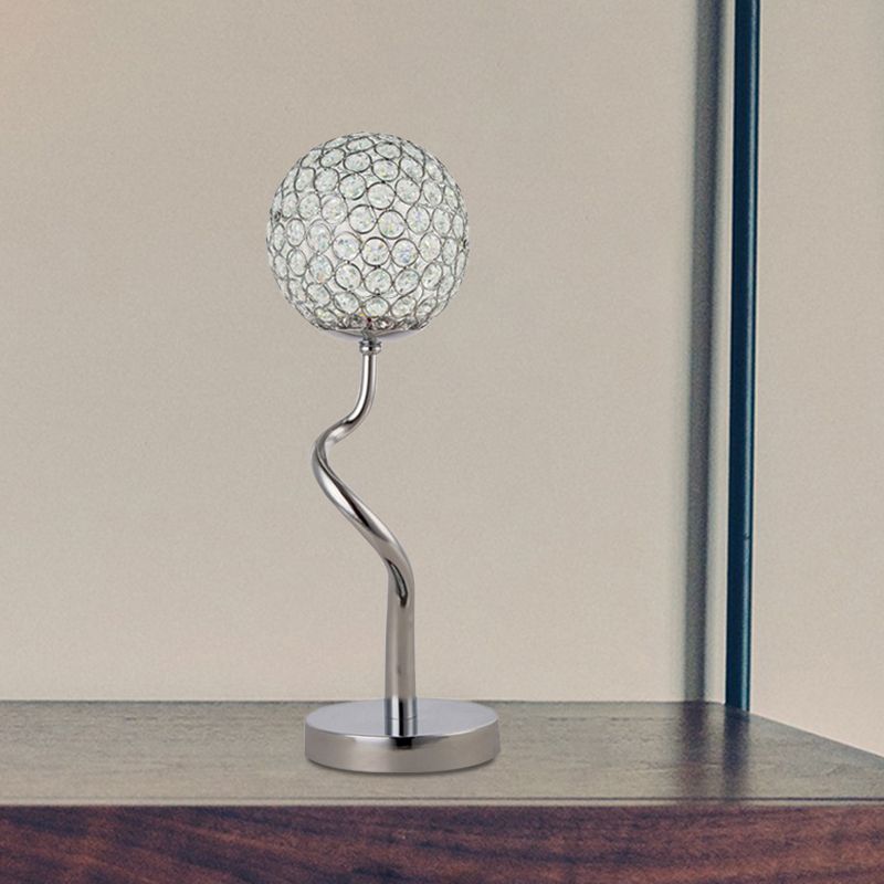 Noche de globo cromado y lámpara contemporánea de la mesa de la mesa del dormitorio de cristal insertado