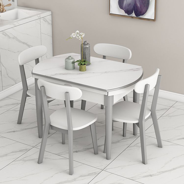 Slate and Wood Table Contemporary Retractable Round Dining Table