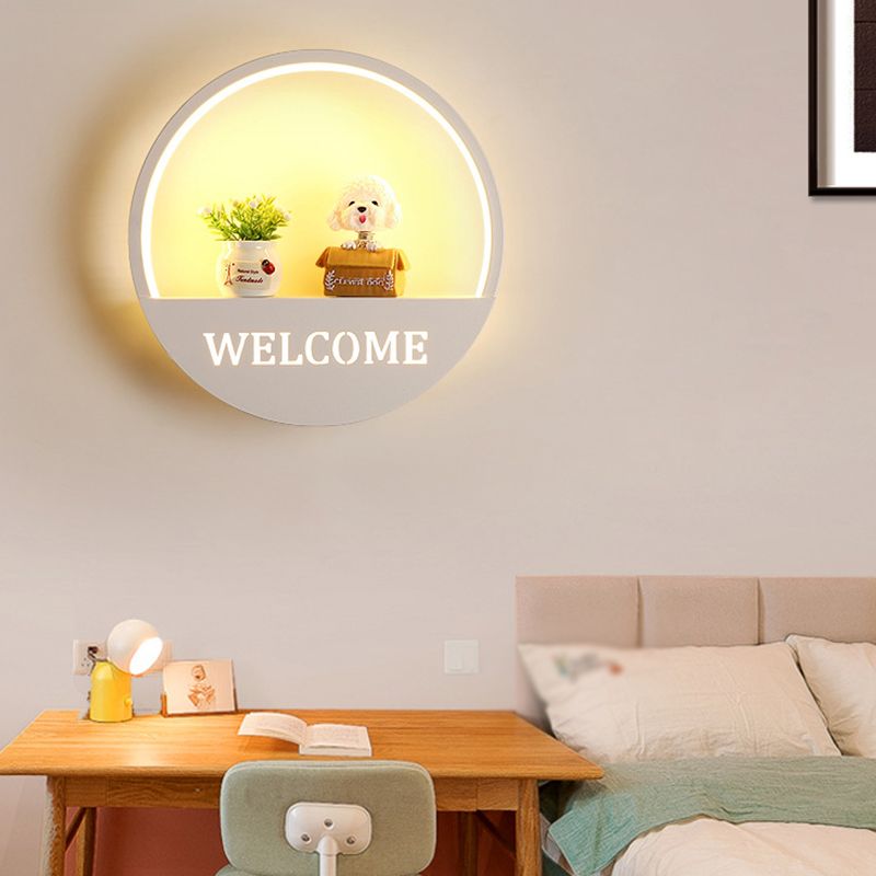 Modern Style Circle Shape Wall Sconce Metal 1 Light Wall Light for Bedroom