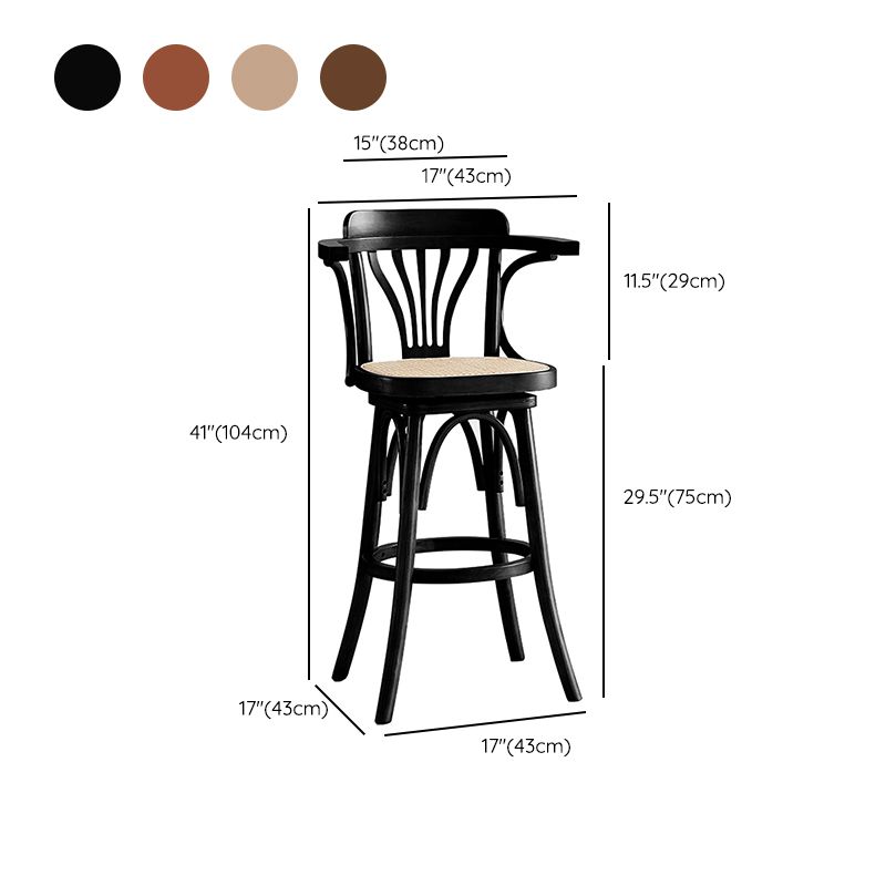 Contemporary Wood Counter Stools Rattan Bar Stool for Home Use