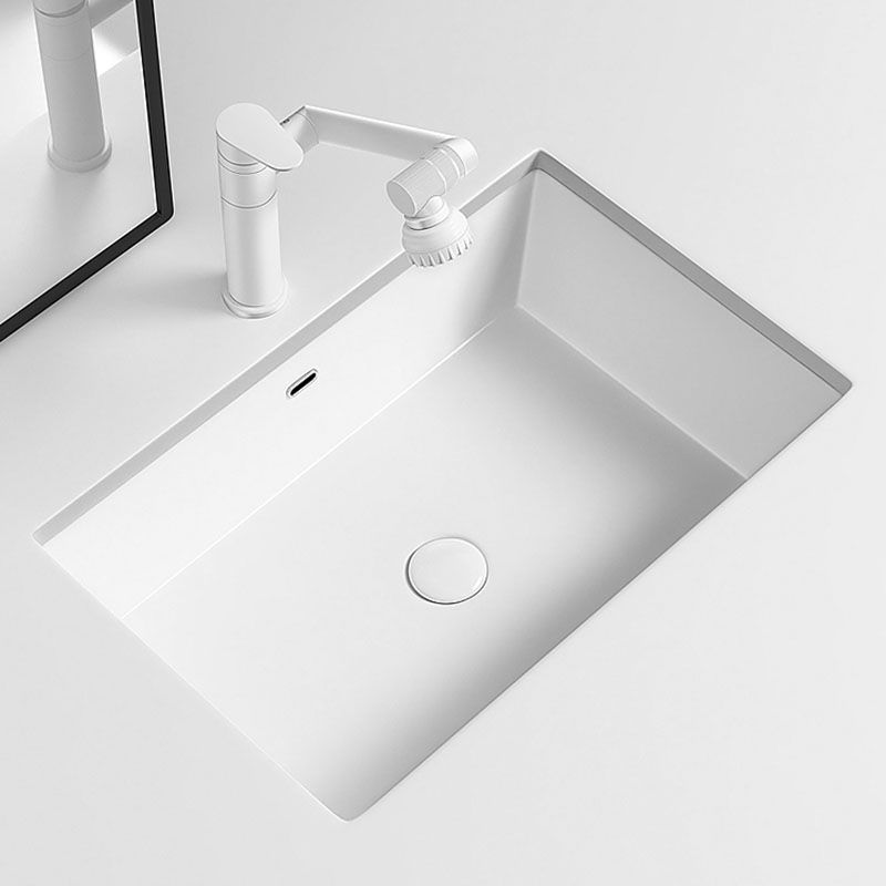 Modern Undermount Bathroom Sink Porcelain with Overflow and Faucet Basin Sink