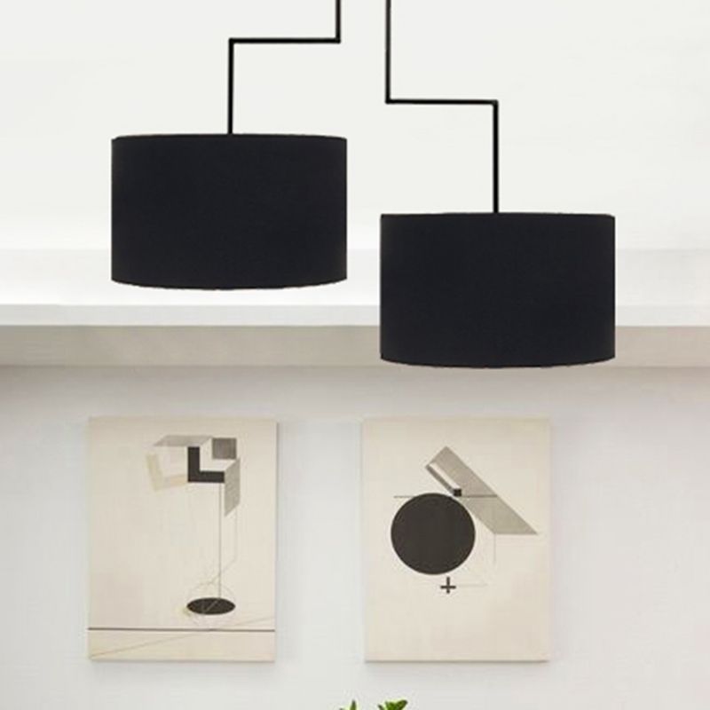 2 lampadine lampadario leggero tradizionale tradizionale tessuto nero/nero appuntamento appiccicoso per sala da pranzo, 23 "/27" di larghezza