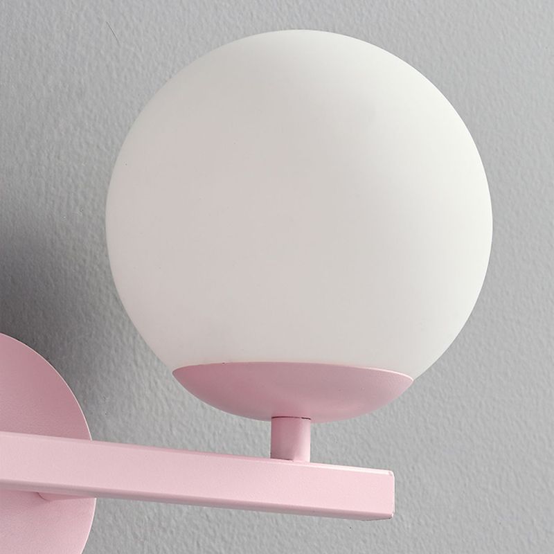 Metal Ball Shape Wall Sconce Kid 1 Light Wall Light Sconce in Pink (Decoration Included)