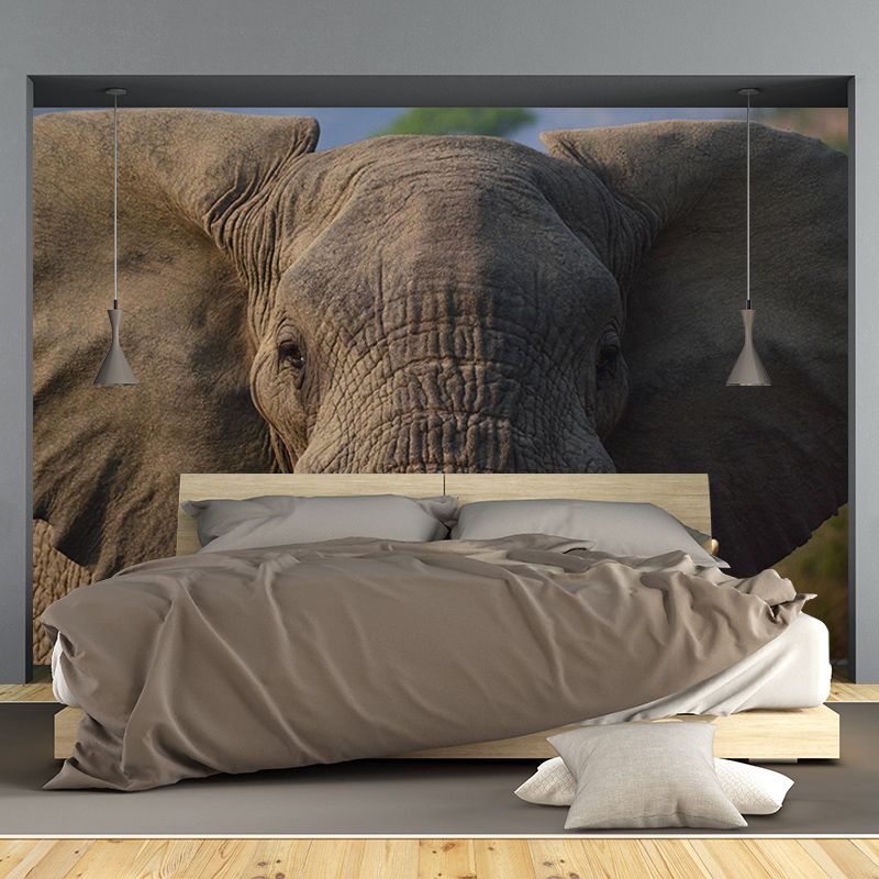 Contemporary Elephant Portrait Mural Stain Resistant Wall Art for Living Room