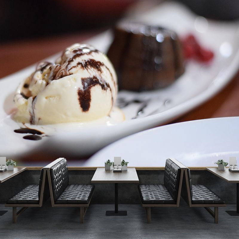 Modern Dessert Shop Wall Mural Decor with Ice Cream Painting Eco-friendly for Decoration