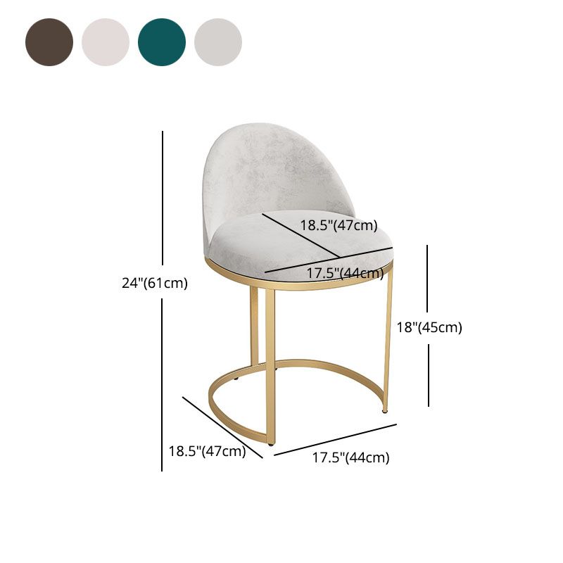 Glam Metal Dining Room Chair Upholstered Armless Dining Chair for Restaurant Use