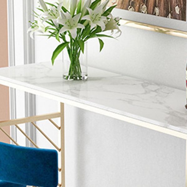 Glam Style 1/2/3 Pieces Faux Marble Bar Table Set Fixed Table Counter Set for Home Use