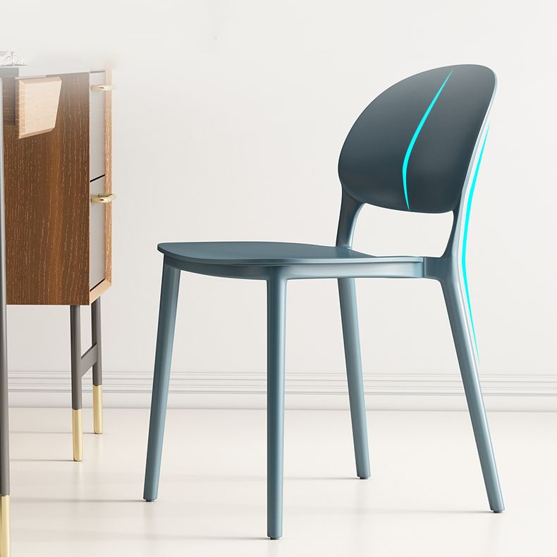 Chaises de salle à manger en plastique de style contemporain, chaise empilable à dossier ouvert pour la cuisine