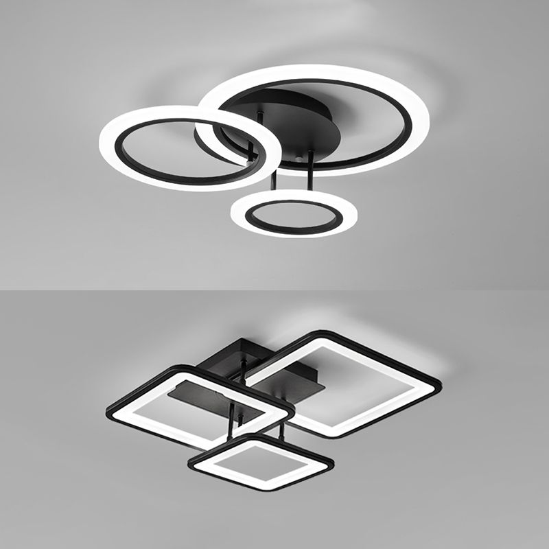 Square/Round LED Flush Mount Ceiling Fixture with Acrylic Shade Modern Flush Light