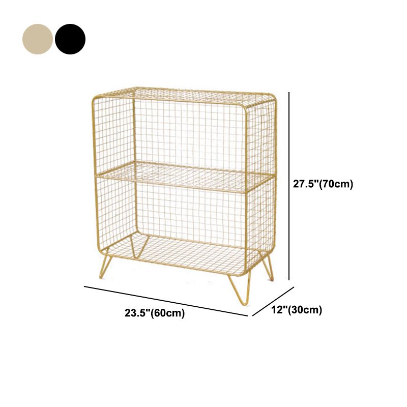 Modern Closed Bookcase with Metal Rectangular Shelves for Study Room