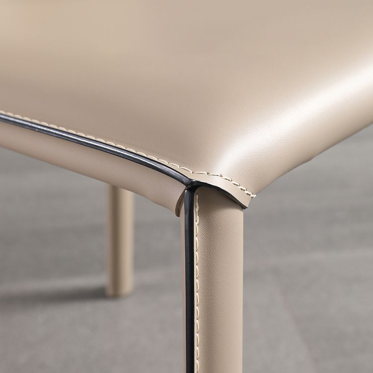 Faux Leather Kitchen Dining Chairs Armless Chairs with Metal Base