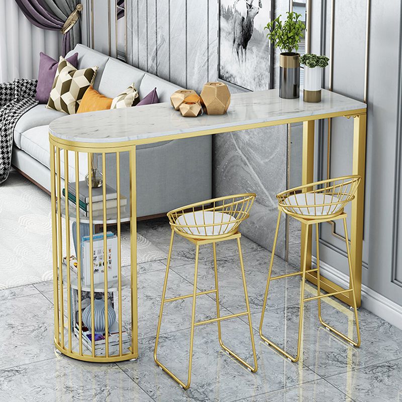 Glam 1/3 Pieces Bar Table Set Stone Counter Table with High Stools for Living Room