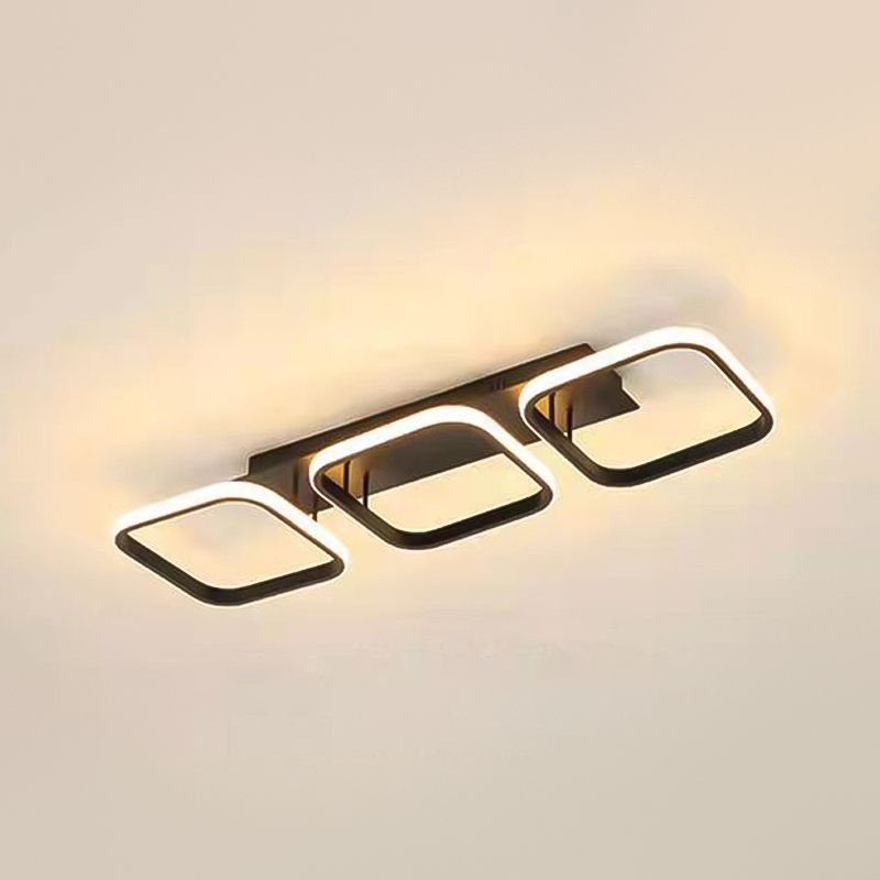 Metall quadratische Schatten Flush Deckenleuchte moderne Multi -Leuchten Flush -Montierung in Schwarz