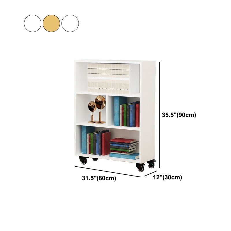 Contemporary Standard Bookcase Vertical Closed Back Bookshelf with Wheels