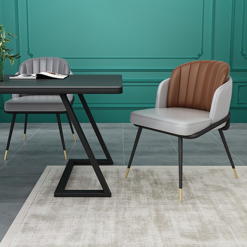 Scandinavian Armless Solid Back Chair for Home Upholstered Side Chair