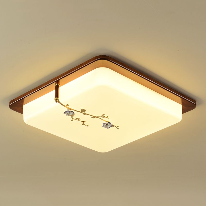 Modern Minimalist Wood Flush Mount 1-Light LED Flush Mount Ceiling Light for Living Room