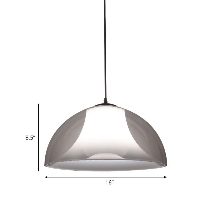 Black Semicircle Drop Pendant Light Simple 1 Bulb Clear Glass Ceiling Suspension Lamp