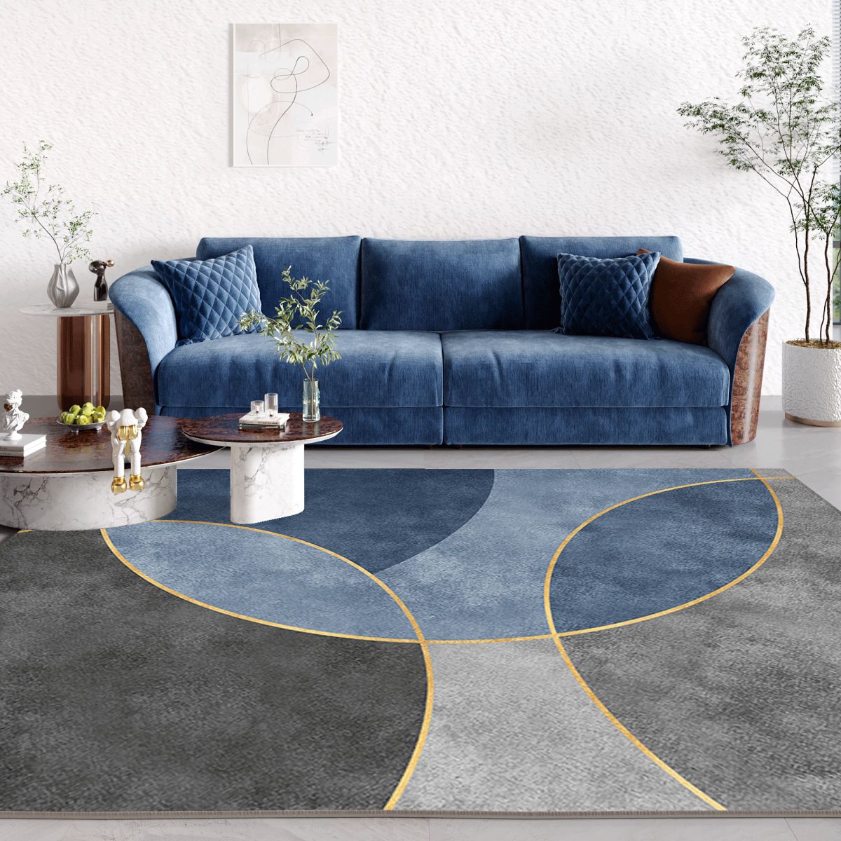 Gorgeous Washable Carpet Trendy Polyester Area Rug Non-Slip Backing Area Rug for Living Room