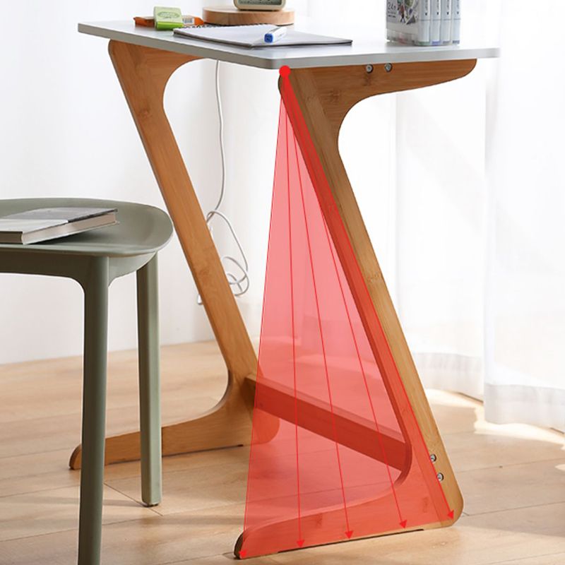 Modern Z-Shaped Wooden End Table 15.7" D Simple Bamboo Side Table