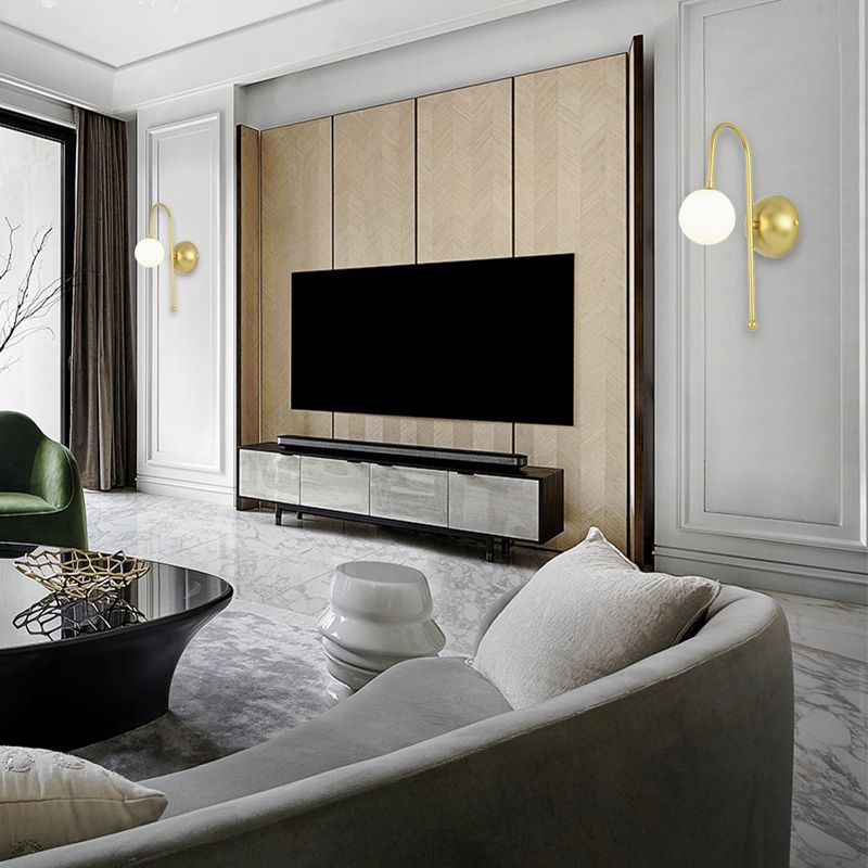 1 Lampenkugel Wandmontage Leuchte moderne goldene Opalglasbeleuchtung für Wohnzimmer
