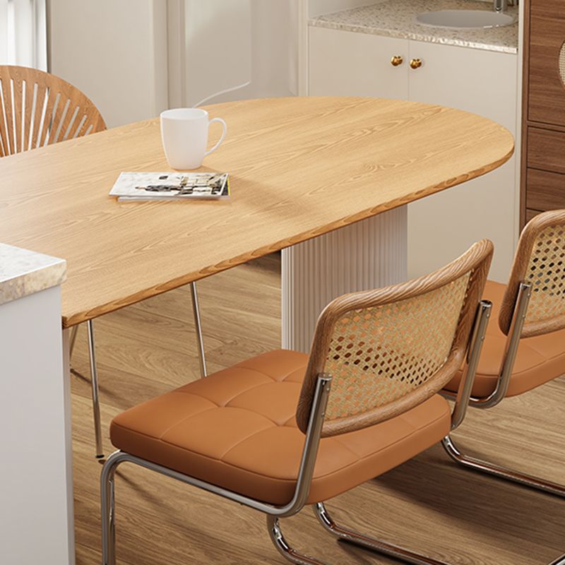 Solid Wood Dining Table Double Pedestal Dinner Table for Dining Room