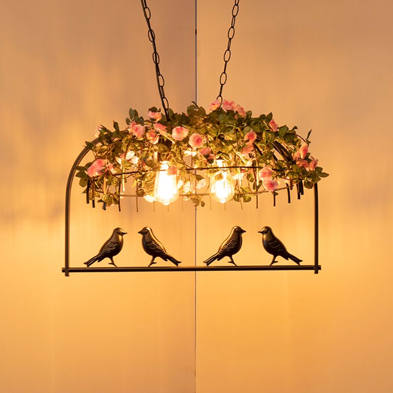 Vogelkäfig Eisen hängen leichte Vintage Restaurant Island Anhänger Licht mit dekorativen Pflanzen