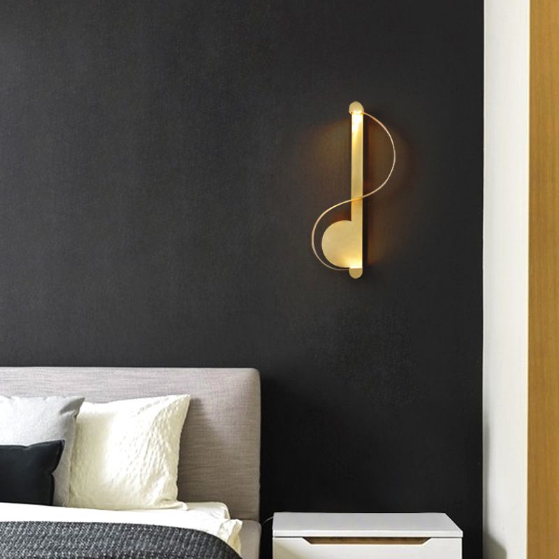 Simple Atmosphere Style Wall Lamp S Shape Brass Wall Mount Light for Living Room