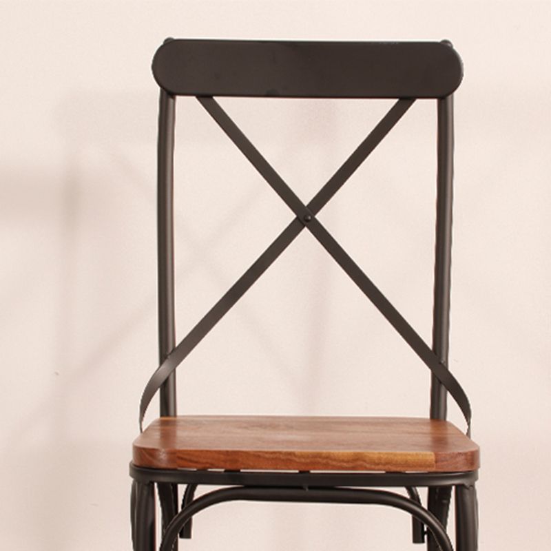 Industrial Cross Back Side Chair Metal Dining Armless Indoor Chair