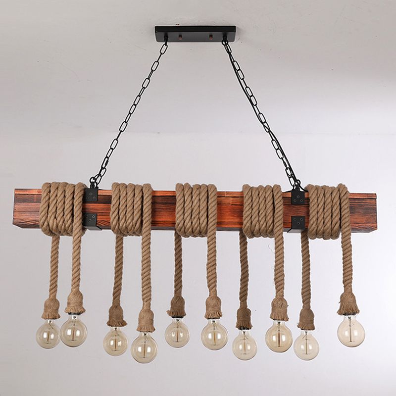 Wooden Island Light Industrial Style Island Hanging Light for Living Room