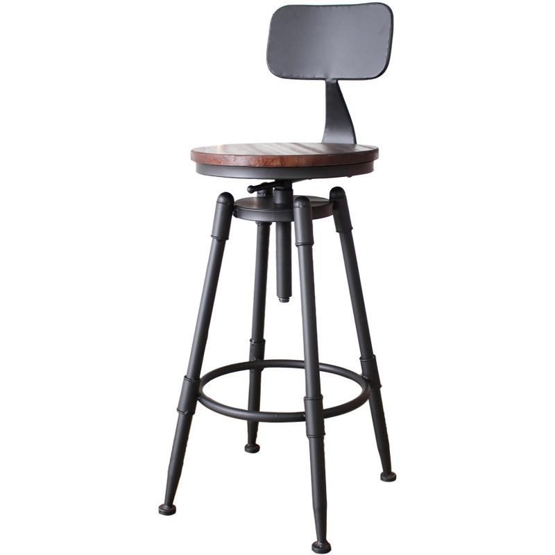 Industrial Rotatable Armless Counter Stool Iron Bar Stool with Pedal