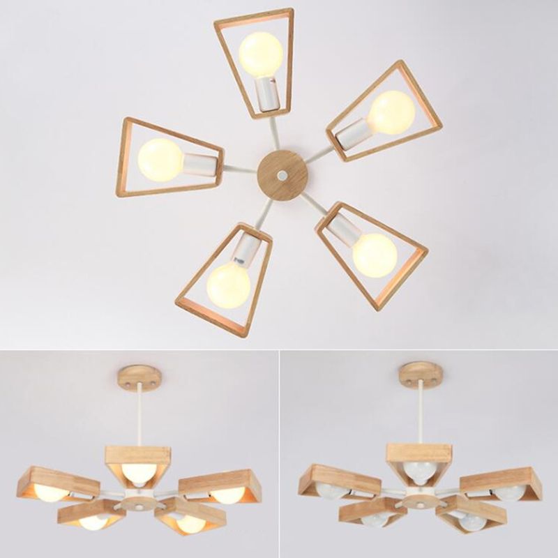 Sputnik Chandelier Light Fixture Nordic Style Wooden Chandelier Lighting Fixture