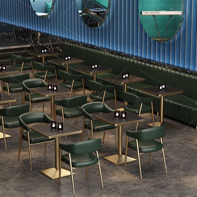Industrial Faux Leather Chairs Upholstered Arm Chairs with Metal Base