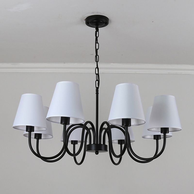 Traditional Style Chandelier Light Fabric Shade Lighting Fixture for Living Room