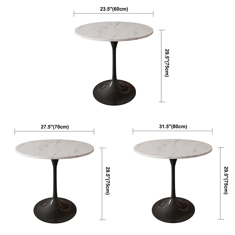 Round Shape Minimalist Dining Table White Fixed Table of Sintered Stone