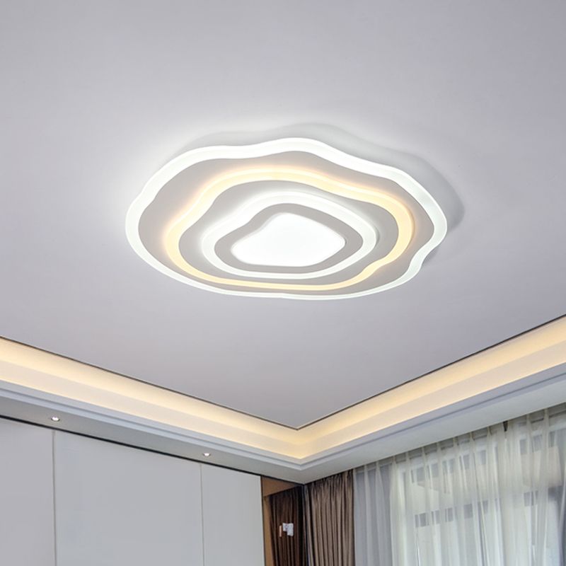 19.5"/23.5" Wide Modern LED Ceiling Lamp Acrylic White Rippling Flush Mount Light in Warm/White Light for Lounge