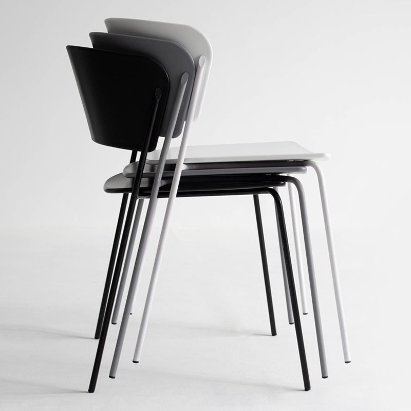Silla lateral de comedor con respaldo abierto de diseño industrial, silla de comedor de plástico apilable
