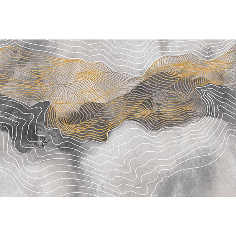 Grey Swirl Stripe Pattern Rug Polyester Modern Rug Washable Anti-Slip Pet Friendly Area Rug for Living Room
