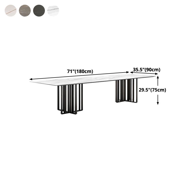 Industrial Rectangle Home Furniture Stone Double Pedestal Dining Table for Home