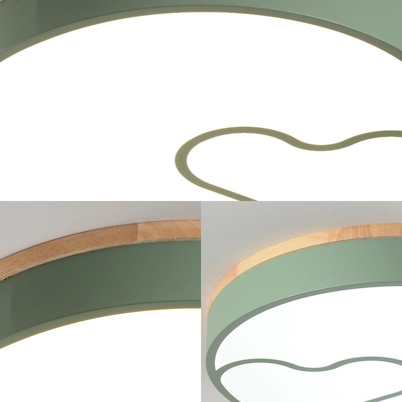 Led Nordic Flush Light met Metal Round Shade Groen/Grijs/Wit Plafond Flush Lamp in Warm/Wit