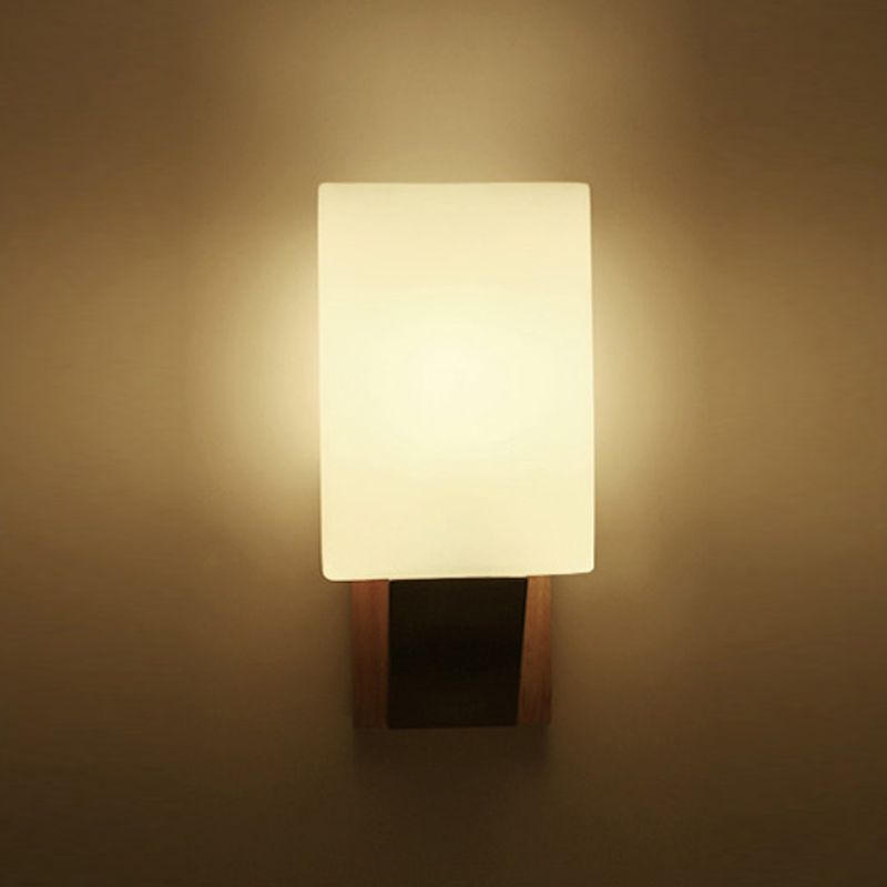 Modern Style Rectangle Sconce Light Fixtures Wood 1 Light Wall Mounted Lighting