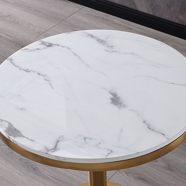 Metal Traditional Luxury Round Dining Table Marble Indoor Table with Pedestal Base