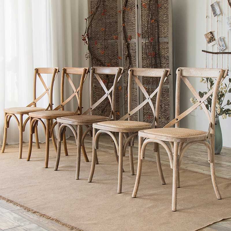 Solid Wood Traditional Dining Chair Matte Finish Cross Back Side Chair