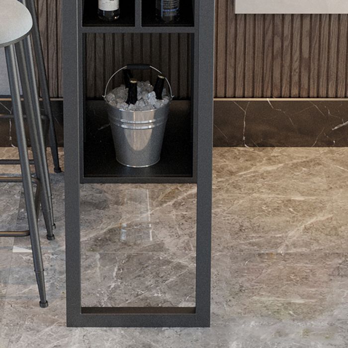 Dining Room Marble Counter-height Pub Table Rectangle Double Pedestal Bar Table