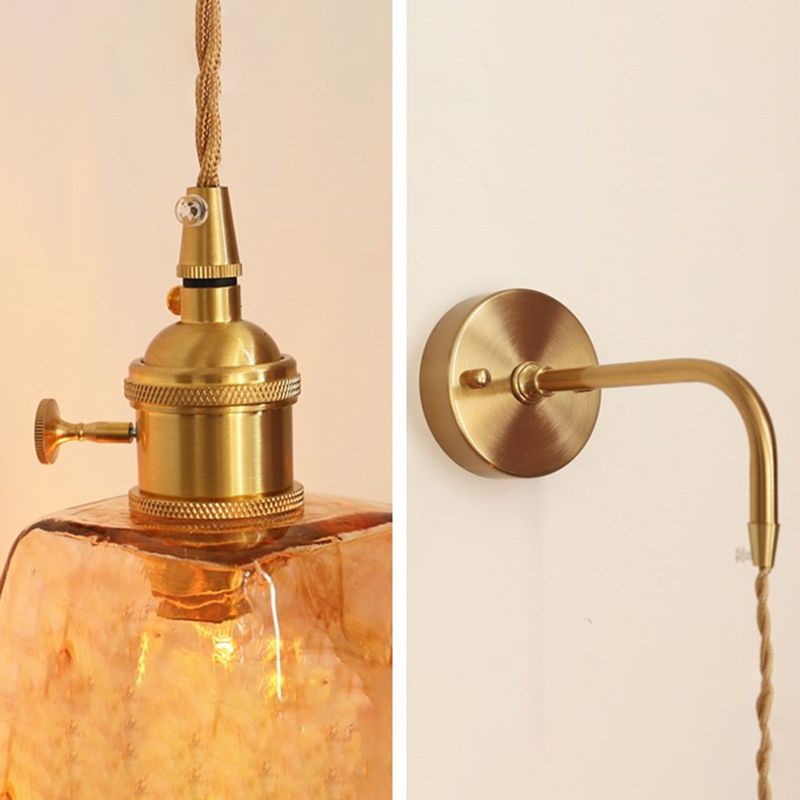 Binnen 1-Bulb Down Light Wall SCONCE LICHTING INDUSTRIËLE BRUIN GLAS SCONCE LICT BEMIDING