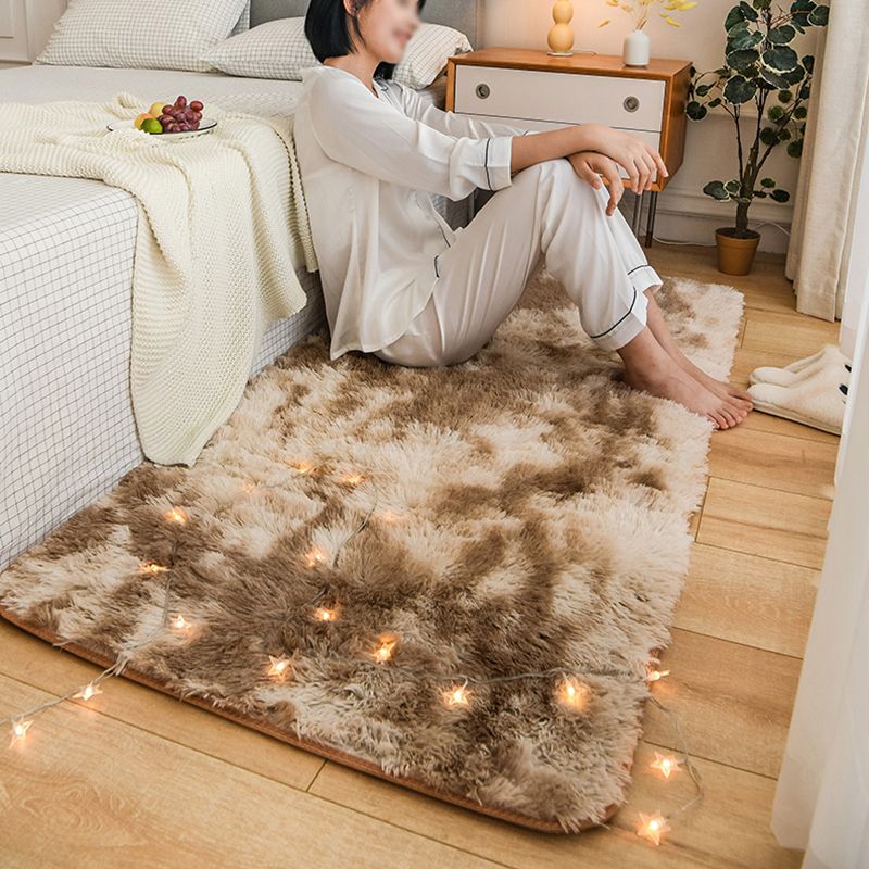 Trendy Home Decoration Area Rug Solid Shag Carpet Polyester Non-Slip Backing Indoor Carpet