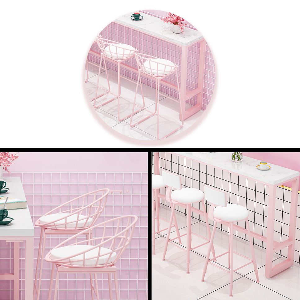 Modern 1/5 Pieces Bar Table Set Rectangle Stone Counter Table with High Stools