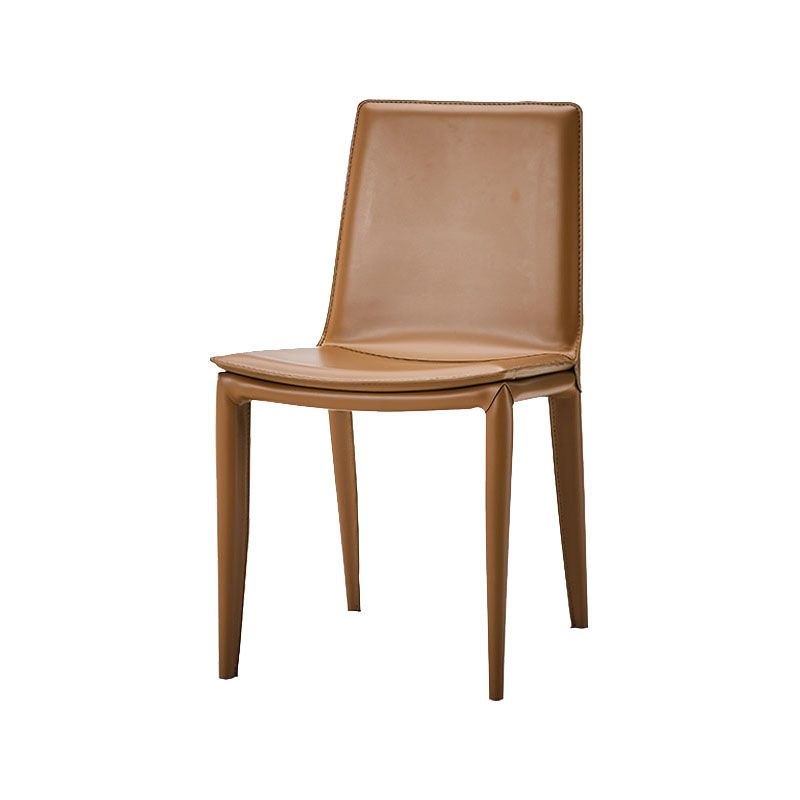 Leather Dining Side Chair Modern Design Armless Solid Back Chair