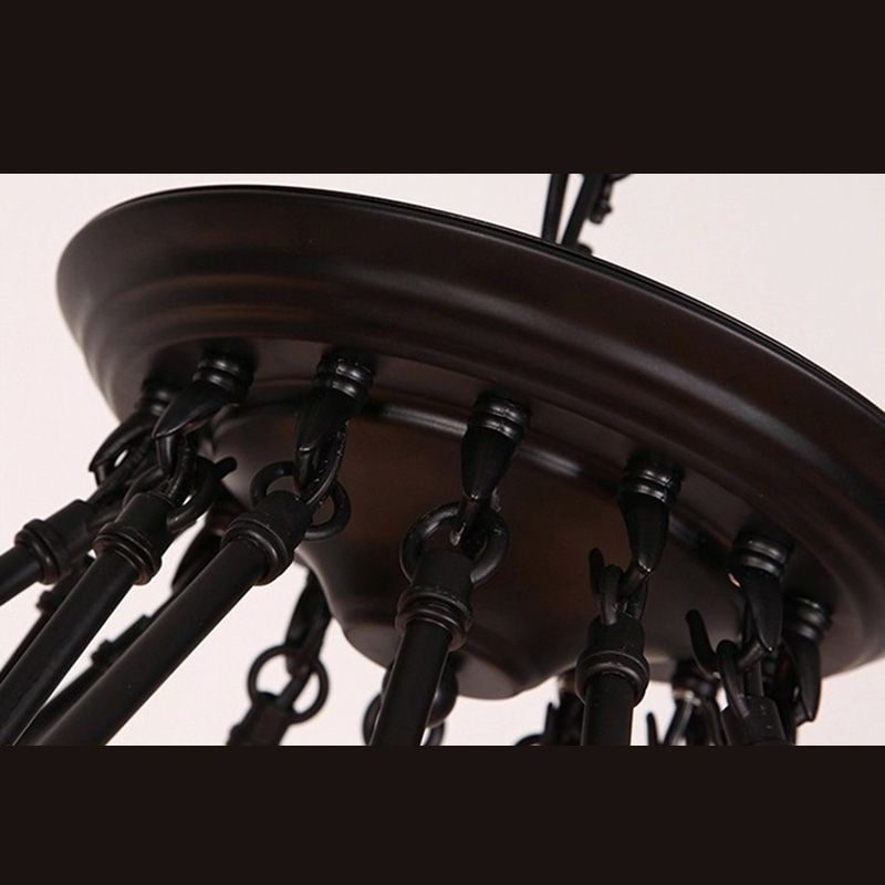 Exposed Bulb Chandelier Light Fixture Industrial Metal Pendant Lighting for Restaurant