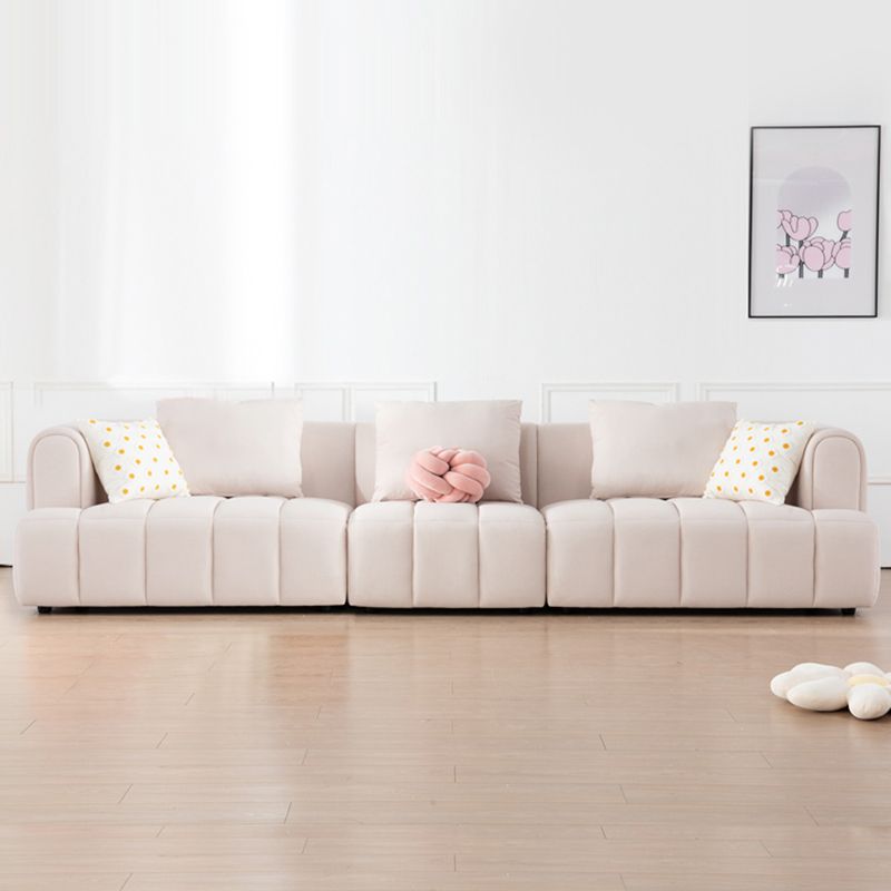 Recessed Arm Velvet Sectionals, Contemporary Sectional Set with Pillows