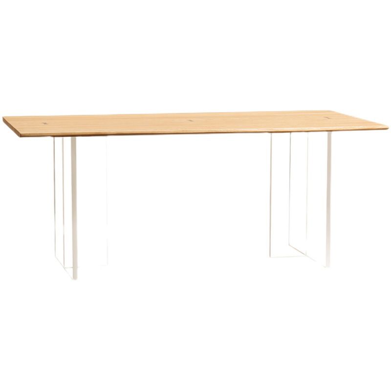 Rectangle Solid Wood Dining Table Modern Acrylic Double Pedestal Table